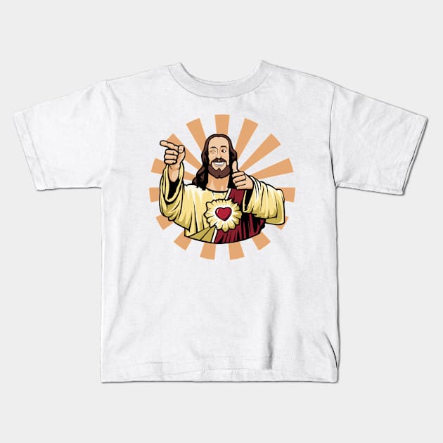 Buddy Christ Kids T-Shirt by adriennfarkas